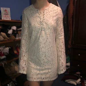 White and tan slim dress